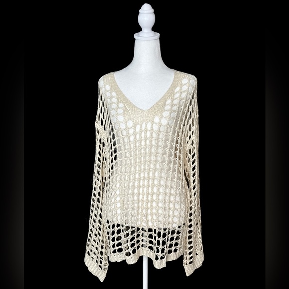 Women's Hollow Out V Neck Crochet - Picture 1 of 4